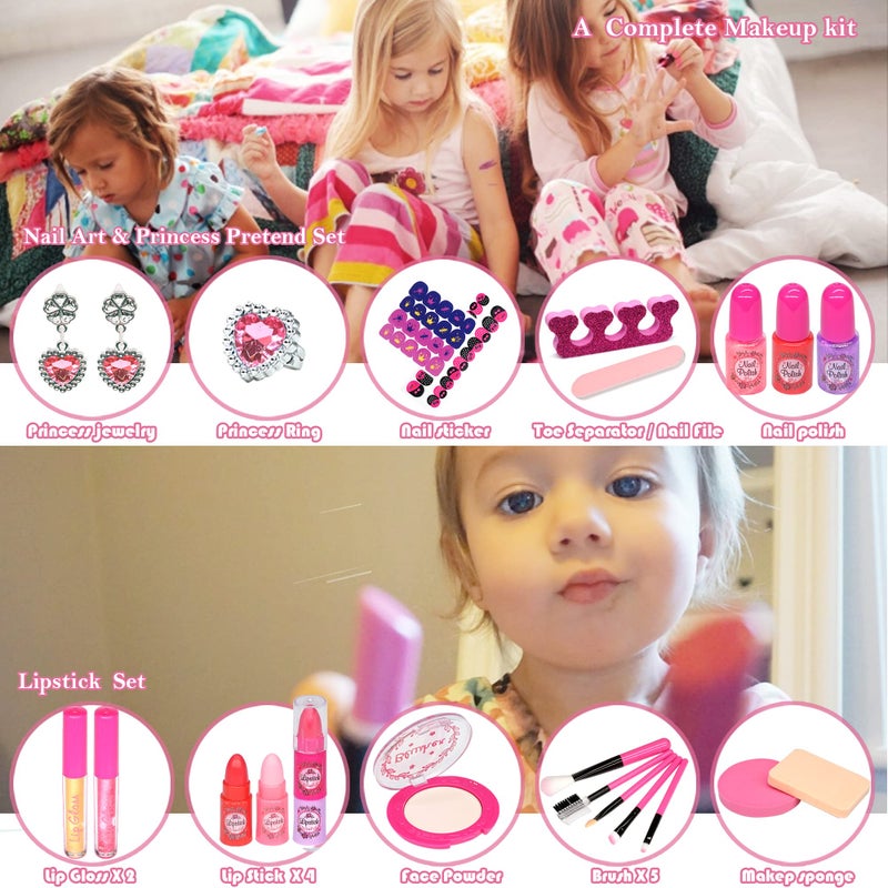 ROKKES Makeup Kit Toys for Girls - Kids Makeup Kit for Girl Washable Real Make-up Kit Toy for Little Girls  Toddler Make up & Non-Toxic Cosmetic Set  Age4-12 Year Olds Child Birthday Gift - Image 5
